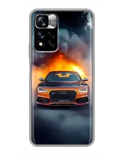 Чехол для Xiaomi Redmi Note 11 Pro Plus с картинкой «Audi в огненном дыму»