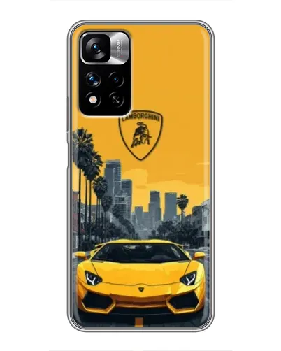 Чехол для Xiaomi Redmi Note 11 Pro Plus с картинкой «Желтый Lamborghini город»