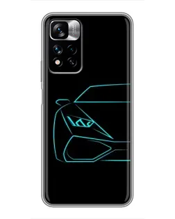 Чехол для Xiaomi Redmi Note 11 Pro Plus с картинкой «Голубой силуэт Lamborghini»