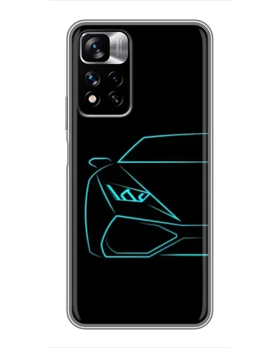 Чехол для Xiaomi Redmi Note 11 Pro Plus с картинкой «Голубой силуэт Lamborghini»