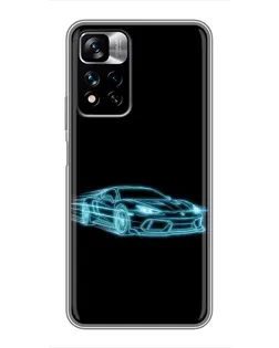 Чехол для Xiaomi Redmi Note 11 Pro Plus с картинкой «Неоновый контур Lamborghini»