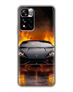 Чехол для Xiaomi Redmi Note 11 Pro Plus с картинкой «Lamborghini в огне»