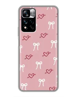 Чехол для Xiaomi Redmi Note 11 Pro Plus с картинкой «Сердца и банты»