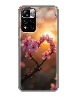 Чехол для Xiaomi Redmi Note 11 Pro Plus с картинкой «Розовый цвет сердце на фоне заката» Чехол для Xiaomi Redmi Note 11 Pro Plus с картинкой «Розовый цвет сердце на фоне заката»