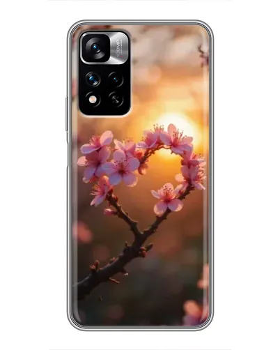 Чехол для Xiaomi Redmi Note 11 Pro Plus с картинкой «Розовый цвет сердце на фоне заката»