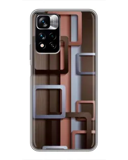 Чохол для Xiaomi Redmi Note 11 Pro Plus з картинкою «Коричневі об'ємні квадрати»