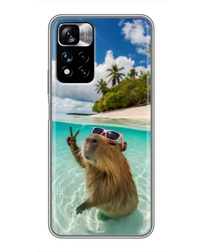 Чехол для Xiaomi Redmi Note 11 Pro Plus с картинкой «Капибара на море»