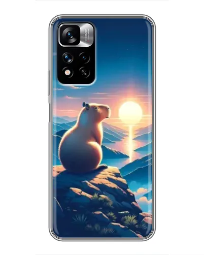 Чехол для Xiaomi Redmi Note 11 Pro Plus с картинкой «Закат солнца с капибарой»