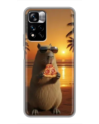 Чехол для Xiaomi Redmi Note 11 Pro Plus с картинкой «Капибара с пиццей»