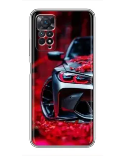 Чехол для Xiaomi Redmi Note 11 Pro с картинкой «Спортивная BMW и цветы»