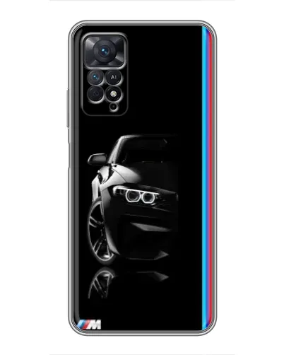 Чехол для Xiaomi Redmi Note 11 Pro с картинкой «Силуэт BMW в темноте»