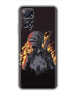Чехол для Xiaomi Redmi Note 11 Pro с картинкой «PUBG — огненный силуэт»