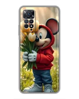 Чехол для Xiaomi Redmi Note 11 Pro с картинкой «Микки с тюльпанами»