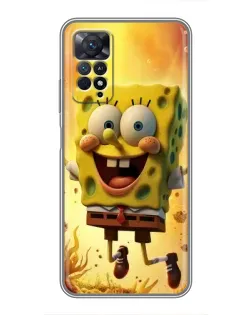 Чехол для Xiaomi Redmi Note 11 Pro с картинкой «Губка Боб прыгает»