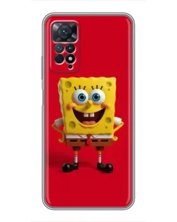 Чехол для Xiaomi Redmi Note 11 Pro с картинкой «Спанч Боб на красном»