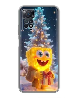 Чехол для Xiaomi Redmi Note 11 Pro с картинкой «Рождественский Спанч Боб»