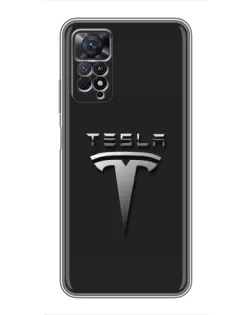 Чехол для Xiaomi Redmi Note 11 Pro с картинкой «Стальной логотип Tesla»