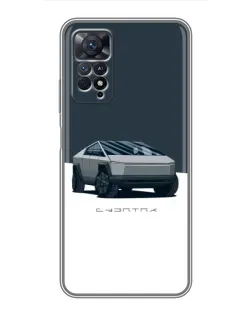Чехол для Xiaomi Redmi Note 11 Pro с картинкой «Серебристый Cybertruck Tesla»