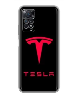 Чехол для Xiaomi Redmi Note 11 Pro с картинкой «Tesla Red Logo»