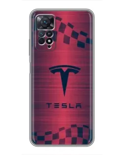 Чехол для Xiaomi Redmi Note 11 Pro с картинкой «Тесла красный карбон»