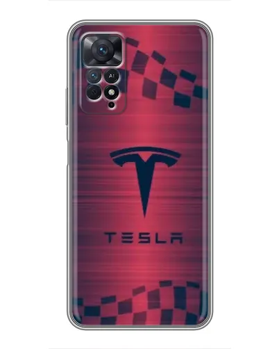 Чехол для Xiaomi Redmi Note 11 Pro с картинкой «Тесла красный карбон»
