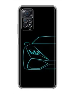 Чехол для Xiaomi Redmi Note 11 Pro с картинкой «Голубой силуэт Lamborghini»