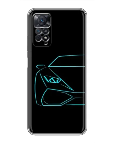 Чехол для Xiaomi Redmi Note 11 Pro с картинкой «Голубой силуэт Lamborghini»