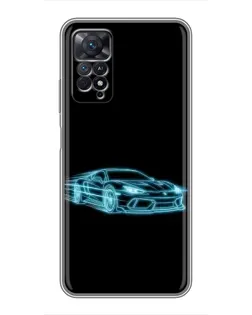 Чехол для Xiaomi Redmi Note 11 Pro с картинкой «Неоновый контур Lamborghini»