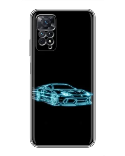 Чехол для Xiaomi Redmi Note 11 Pro с картинкой «Неоновый контур Lamborghini»