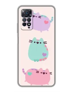 Чехол для Xiaomi Redmi Note 11 Pro с картинкой «Pusheen трио»