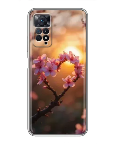Чехол для Xiaomi Redmi Note 11 Pro с картинкой «Розовый цвет сердце на фоне заката»