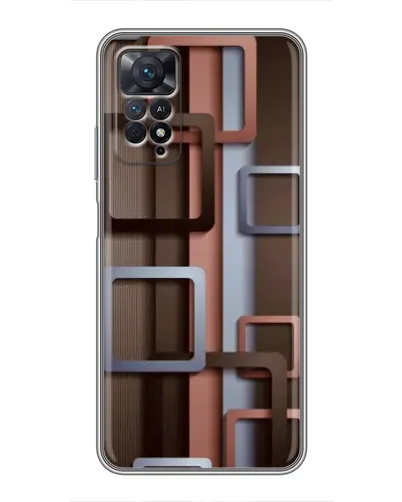 Чехол для Xiaomi Redmi Note 11 Pro с картинкой «Коричневые объемные квадраты»