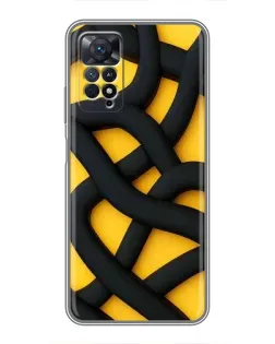 Чехол для Xiaomi Redmi Note 11 Pro с картинкой «Черное желтое переплетение»