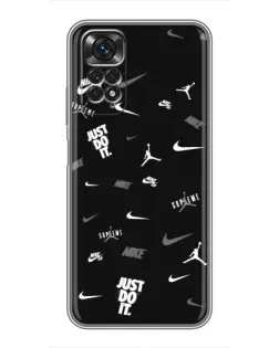Чехол для Xiaomi Redmi Note 11 / 11s с картинкой «Nike Black Pattern»