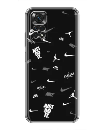 Чехол для Xiaomi Redmi Note 11 / 11s с картинкой «Nike Black Pattern»
