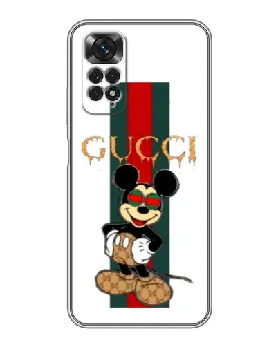 Чохол для Xiaomi Redmi Note 11 / 11s з картинкою «Міккі Маус Gucci — смуги»
