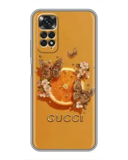 Чохол для Xiaomi Redmi Note 11 / 11s з картинкою «Gucci — золоті метелики»