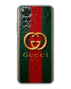 Чохол для Xiaomi Redmi Note 11 / 11s з картинкою «Gucci — фірмова смуга та золото»