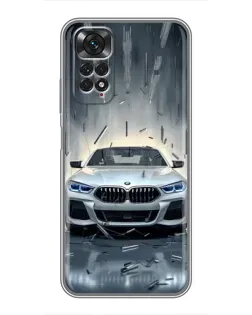 Чехол для Xiaomi Redmi Note 11 / 11s с картинкой «BMW в свете фар»