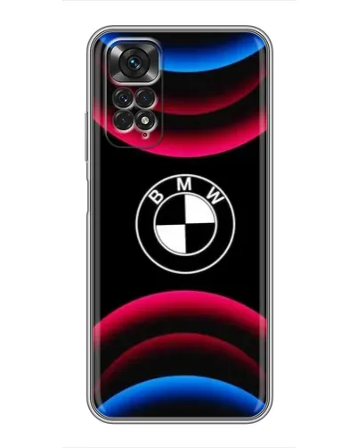 Чехол для Xiaomi Redmi Note 11 / 11s с картинкой «Логотип BMW и неоновые дуги»