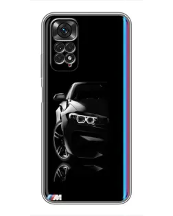 Чехол для Xiaomi Redmi Note 11 / 11s с картинкой «Силуэт BMW в темноте»