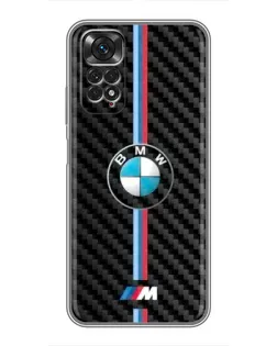 Чехол для Xiaomi Redmi Note 11 / 11s с картинкой «Эмблема BMW и карбон»