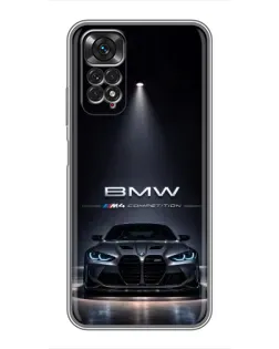 Чехол для Xiaomi Redmi Note 11 / 11s с картинкой «BMW сквозь ночной город»