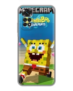 Чохол для Xiaomi Redmi Note 11 / 11s з картинкою «Губка Боб Minecraft»