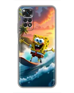 Чохол для Xiaomi Redmi Note 11 / 11s з картинкою «Губка Боб серфінгіст»
