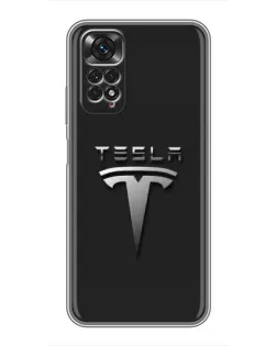 Чехол для Xiaomi Redmi Note 11 / 11s с картинкой «Стальной логотип Tesla»