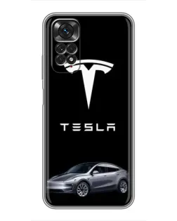 Чехол для Xiaomi Redmi Note 11 / 11s с картинкой «Tesla Model Y»