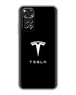 Чехол для Xiaomi Redmi Note 11 / 11s с картинкой «Tesla White Logo»
