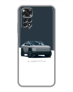 Чехол для Xiaomi Redmi Note 11 / 11s с картинкой «Серебристый Cybertruck Tesla»