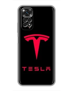 Чехол для Xiaomi Redmi Note 11 / 11s с картинкой «Tesla Red Logo»